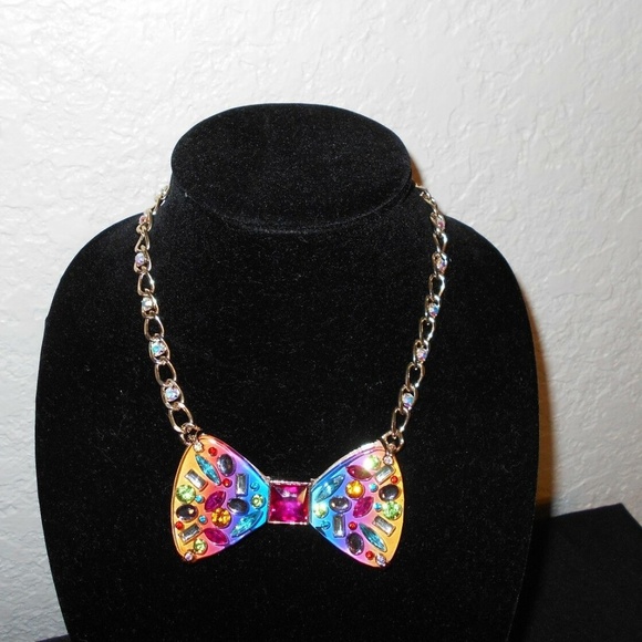 Betsey Johnson Jewelry - Betsey Johnson RAINBOW BOW TIE NECKLACE